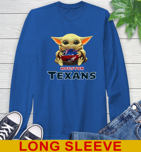 NFL Football Houston Texans Baby Yoda Star Wars Shirt Long Sleeve T-Shirt 9
