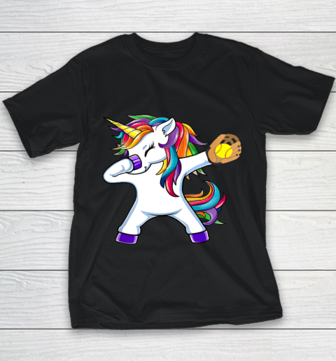 Dabbing Unicorn Softball T Shirt Funny Dab Gift Youth T-Shirt