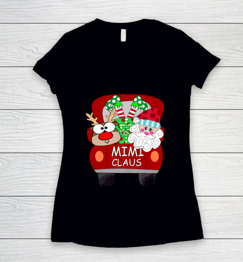 Mimi Claus Santa Car Christmas Funny Mimi Gift Women's V-Neck T-Shirt