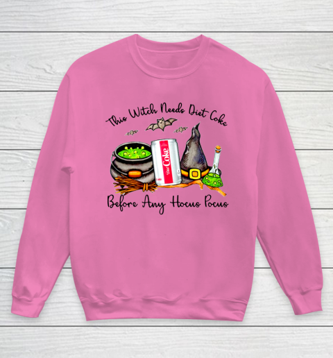 Hocus Pocus Halloween  This Witch Need Diet Coke Youth Sweatshirt 3