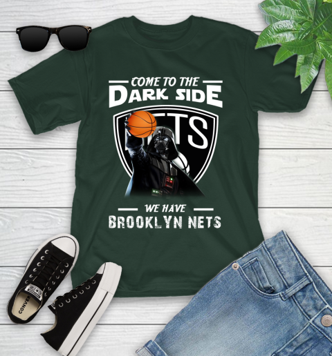 NBA Come To The Dark Side We Have Brooklyn Nets Star Wars Darth Vader Basketball Youth T-Shirt 5