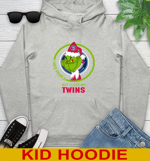 Minnesota Twins MLB Christmas Grinch I Hate People But I Love My Favorite Baseball Team Youth Hoodie
