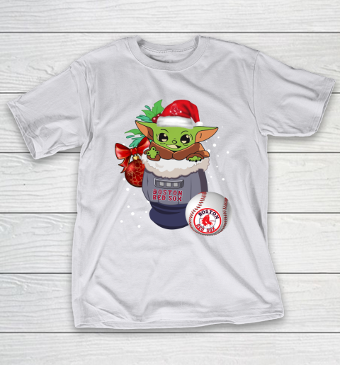 Boston Red Sox Christmas Baby Yoda Star Wars Funny Happy MLB T-Shirt 12