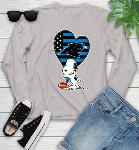 Carolina Panthers NFL Football The Peanuts Movie Adorable Snoopy Youth Long Sleeve 12