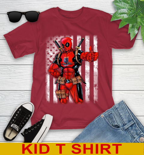 MLB Baseball Kansas City Royals Deadpool American Flag Shirt Youth T-Shirt 12