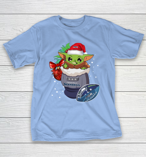 Seattle Seahawks Christmas Baby Yoda Star Wars Funny Happy NFL T-Shirt 11