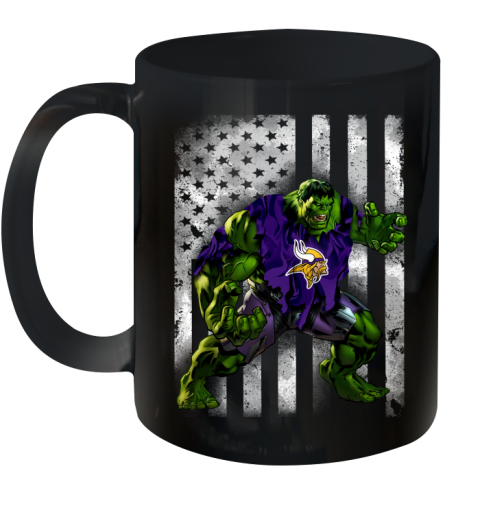 Minnesota Vikings Hulk Marvel Avengers NFL Football American Flag Ceramic Mug 11oz