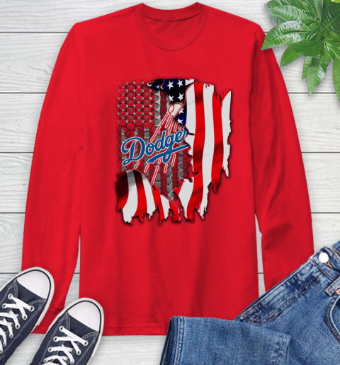 Los Angeles Dodgers MLB Baseball American Flag Long Sleeve T-Shirt 11