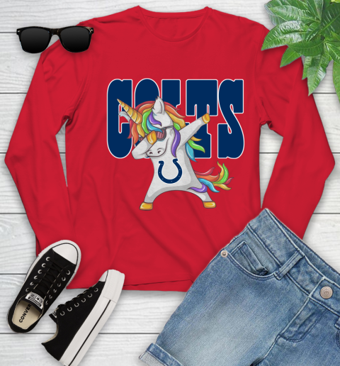 Indianapolis Colts NFL Football Funny Unicorn Dabbing Sports Youth Long Sleeve 11
