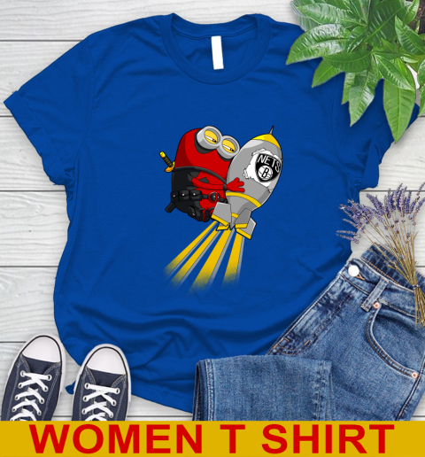 NBA Basketball Brooklyn Nets Deadpool Minion Marvel Shirt Women's T-Shirt 10