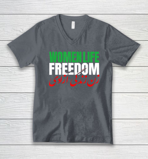 Iran Zan Zendegi Azadi Persian Woman Life Freedom V-Neck T-Shirt 3