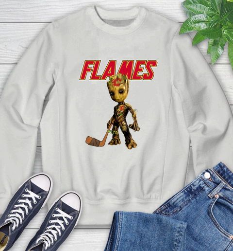 Calgary Flames NHL Hockey Groot Marvel Guardians Of The Galaxy Sweatshirt 5