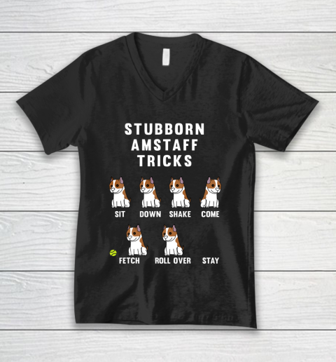 Funny Stubborn Amstaff Trick American Staffordshire Dog V-Neck T-Shirt