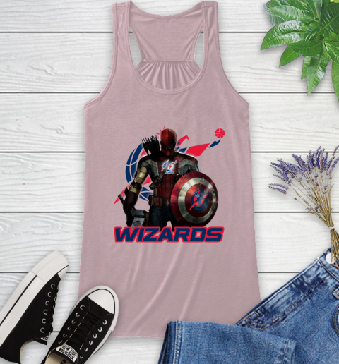 Washington Wizards NBA Basketball Captain America Thor Spider Man Hawkeye Avengers Racerback Tank 11