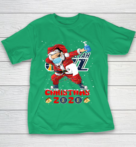 Utah Jazz Funny Santa Claus Dabbing Christmas 2020 NBA Youth T-Shirt 3