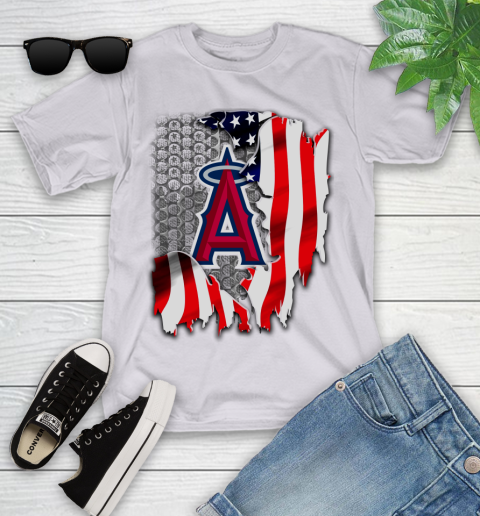 Los Angeles Angels MLB Baseball American Flag Youth T-Shirt 4