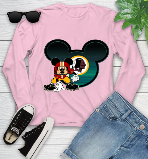 NFL Washington Redskins Mickey Mouse Disney Football T Shirt Youth Long Sleeve 10