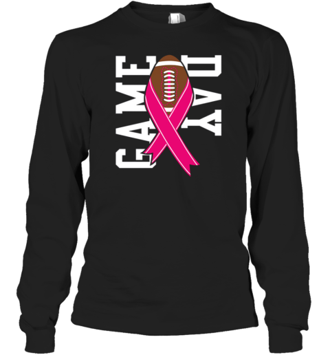 Game Day Football Breast Cancer Awareness Long Sleeve T-Shirt