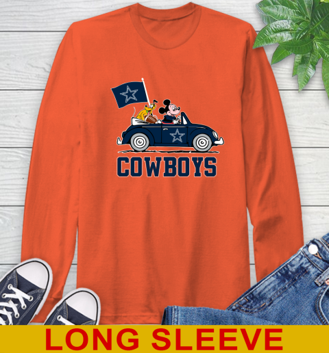 NFL Football Dallas Cowboys Pluto Mickey Driving Disney Shirt Long Sleeve T-Shirt 5