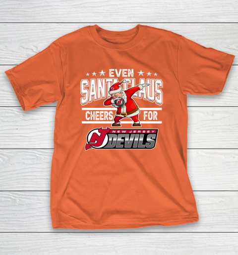 New Jersey Devils Even Santa Claus Cheers For Christmas NHL T-Shirt 4