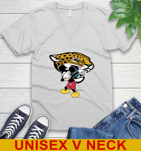 Jacksonville Jaguars NFL Football Dabbing Mickey Disney Sports V-Neck T-Shirt