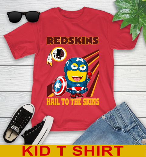 NFL Football Washington Redskins Captain America Marvel Avengers Minion Hail To The Skín Shirt Youth T-Shirt 11