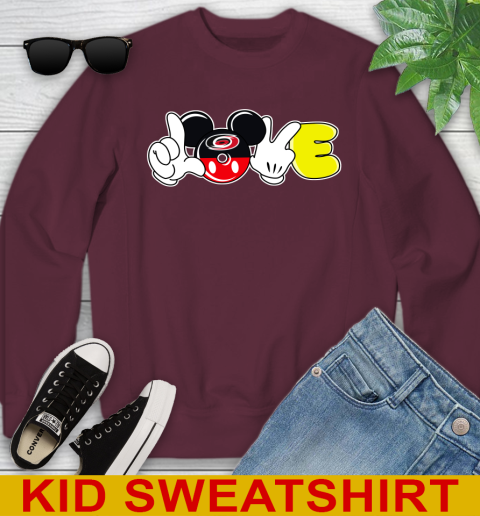 Carolina Hurricanes NHL Hockey Love Mickey Disney Sports Youth Sweatshirt 5