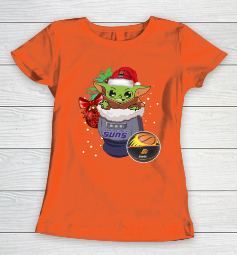 Phoenix Suns Christmas Baby Yoda Star Wars Funny Happy NBA Women's T-Shirt 5