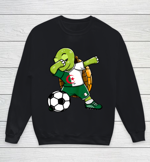Dabbing Turtle Algeria Soccer Fans Jersey Algerian Football Youth Sweatshirt