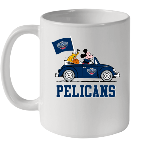 NBA Basketball New Orleans Pelicans Pluto Mickey Driving Disney Shirt Ceramic Mug 11oz