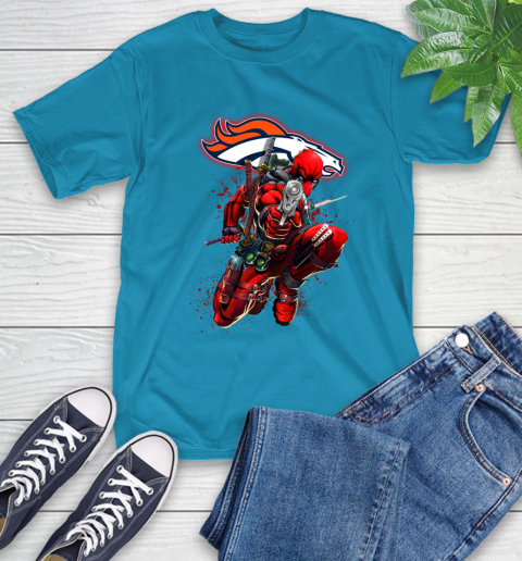 NFL Deadpool Marvel Comics Sports Football Denver Broncos T-Shirt 8