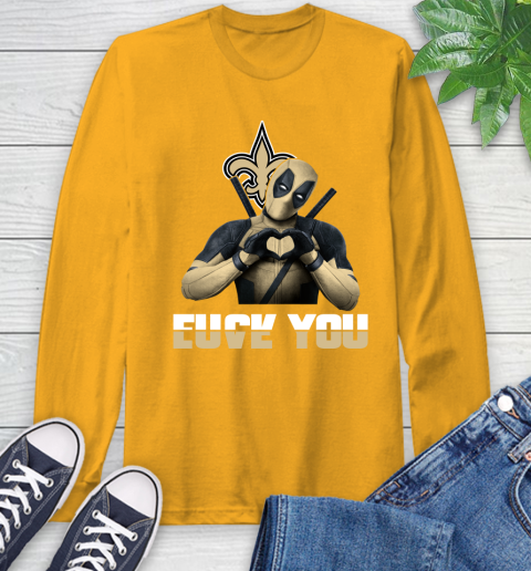 NHL New Orleans Saints Deadpool Love You Fuck You Football Sports Long Sleeve T-Shirt 2