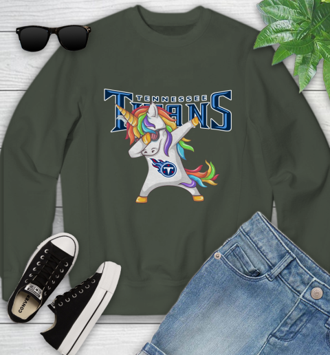 Tennessee Titans NFL Football Funny Unicorn Dabbing Sports Youth Sweatshirt 10