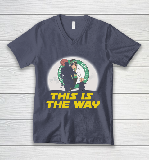Boston Celtics NBA Basketball Star Wars Yoda And Mandalorian This Is The Way V-Neck T-Shirt 7