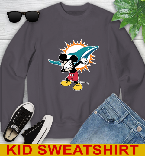 Miami Dolphins NFL Football Dabbing Mickey Disney Sports Youth Sweatshirt 6