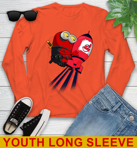 MLB Baseball Cleveland Indians Deadpool Minion Marvel Shirt Youth Long Sleeve 3