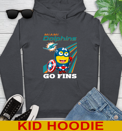 NFL Football Miami Dolphins Captain America Marvel Avengers Minion Shirt Youth Hoodie 9