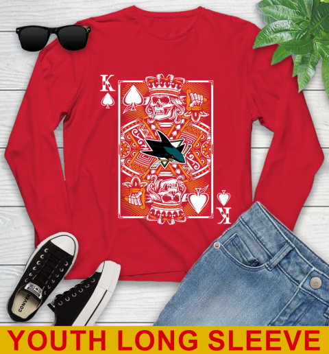 San Jose Sharks NHL Hockey The King Of Spades Death Cards Shirt Youth Long Sleeve 11