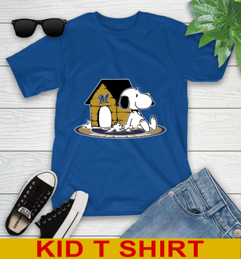 MLB Baseball Milwaukee Brewers Snoopy The Peanuts Movie Shirt Youth T-Shirt 9