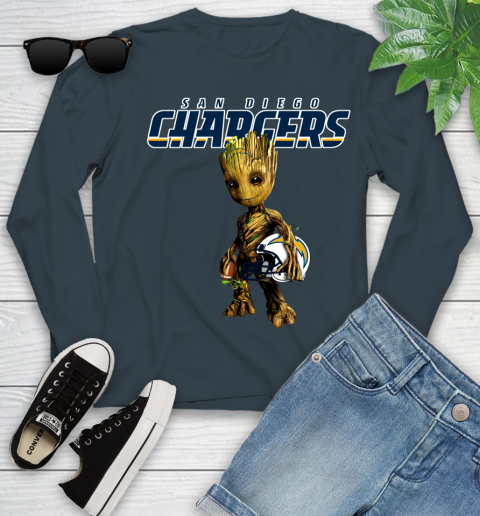 Los Angeles Chargers NFL Football Groot Marvel Guardians Of The Galaxy Youth Long Sleeve 8