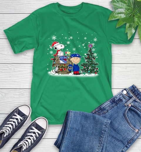 NHL New York Rangers Snoopy Charlie Brown Woodstock Christmas Stanley Cup Hockey T-Shirt 7