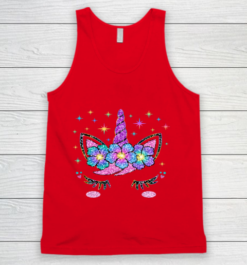 Unicorn Costume Rainbow Face Girls Tank Top 3