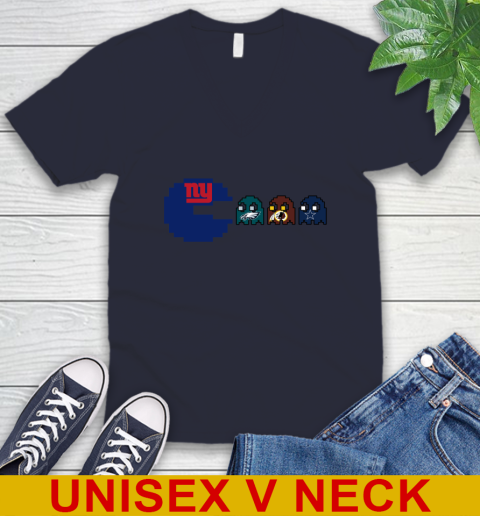 New York Giants NFL Football Pac Man Champion V-Neck T-Shirt 3