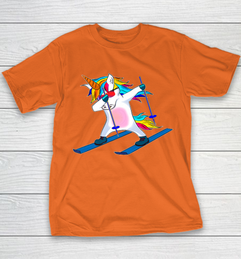 Skiing Unicorn Dabbing Funny Gift Youth T-Shirt 6