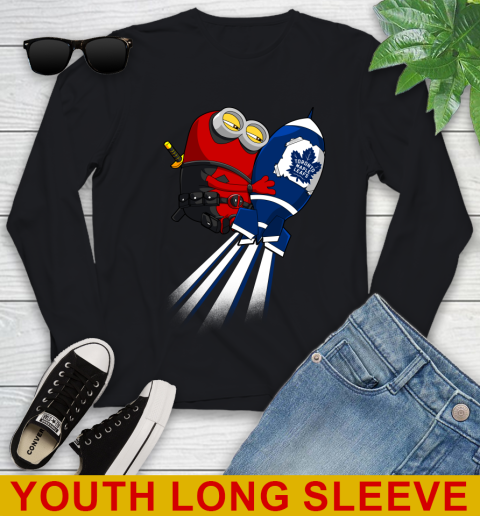 NHL Hockey Toronto Maple Leafs Deadpool Minion Marvel Shirt Youth Long Sleeve