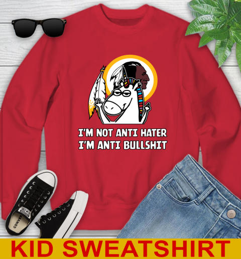 Washington Redskins NFL Football Unicorn I'm Not Anti Hater I'm Anti Bullshit Youth Sweatshirt 8