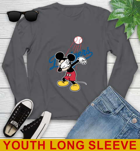 Los Angeles Dodgers MLB Baseball Dabbing Mickey Disney Sports Youth Long Sleeve 9