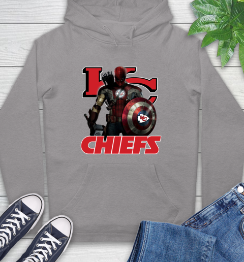NFL Captain America Thor Spider Man Hawkeye Avengers Endgame Football Kansas City Chiefs Hoodie 6