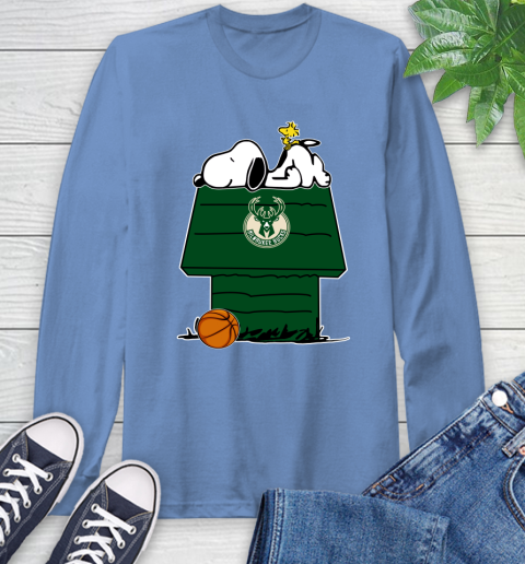 Milwaukee Bucks NBA Basketball Snoopy Woodstock The Peanuts Movie Long Sleeve T-Shirt 11