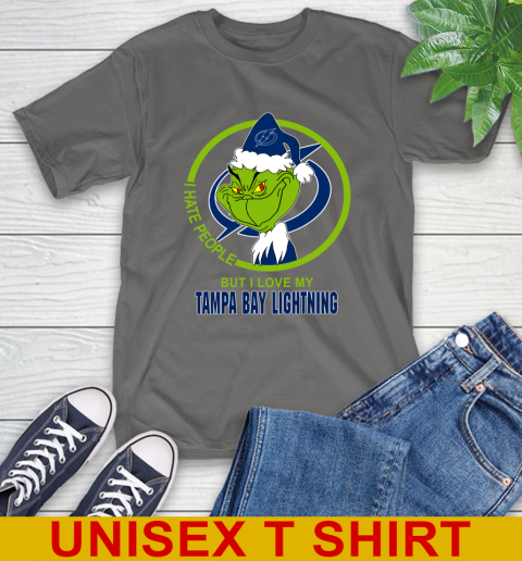 Tampa Bay Lightning NHL Christmas Grinch I Hate People But I Love My Favorite Hockey Team T-Shirt 8